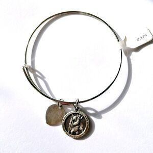 St. Christopher Charm Adjustable Bracelet with Personalizable Heart Charm